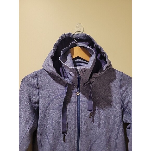Lululemon Stride Jacket Heathered Blue Size 6 Full Zip Hooded Athletic Gym Dance - Picture 2 of 6
